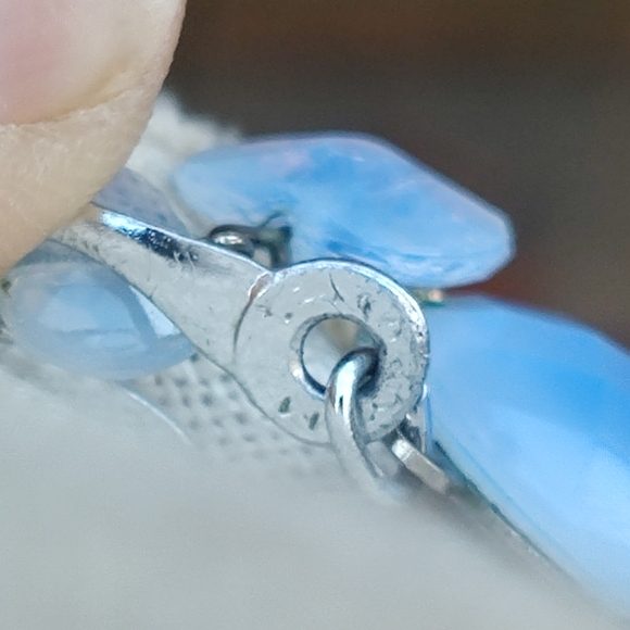 Vintage Western Germany Blue Givre Glass Necklace - Picture 8 of 10